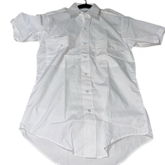 Elbeco Mens White Short Sleeve Uniform Shirt 14.5 - Picture 3 of 8